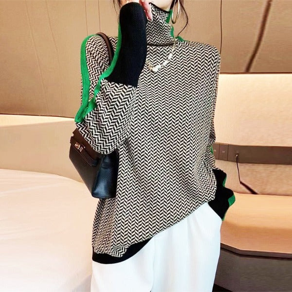 Georgia | Bold Stripe High Neck Sweater