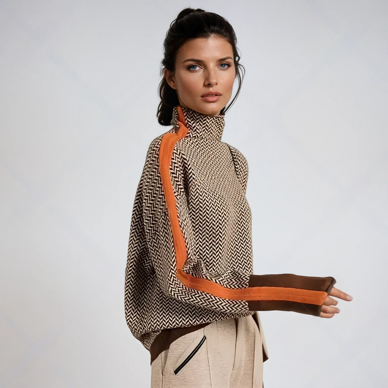 Georgia | Bold Stripe High Neck Sweater
