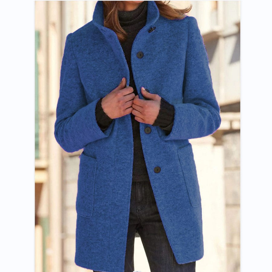Michelle | Women's Retro-Inspired Long Sleeve Windbreaker with Button Closure and Stand Collar
