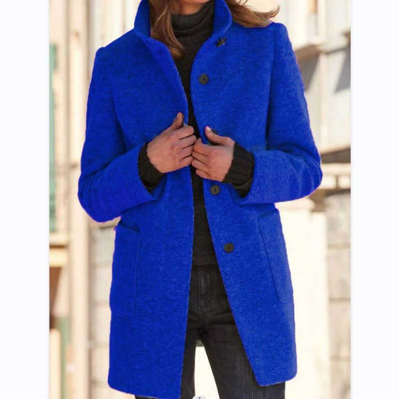Michelle | Women's Retro-Inspired Long Sleeve Windbreaker with Button Closure and Stand Collar