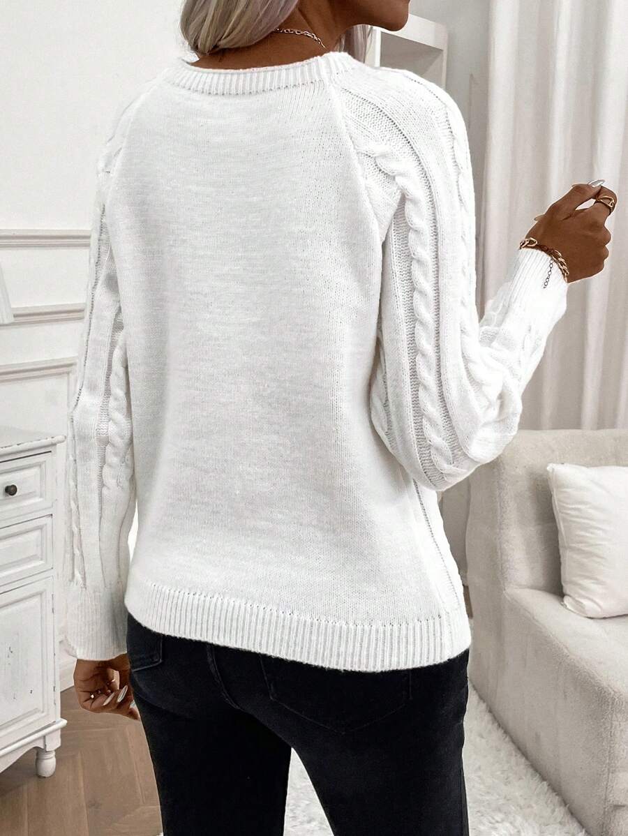 Lorraine | Button-Detail Cable Knit Jumper
