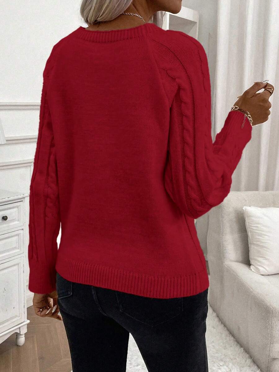 Lorraine | Button-Detail Cable Knit Jumper