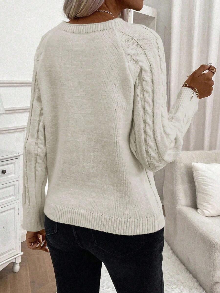 Lorraine | Button-Detail Cable Knit Jumper