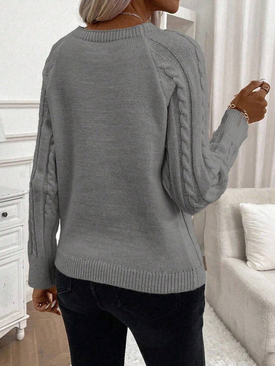Lorraine | Button-Detail Cable Knit Jumper