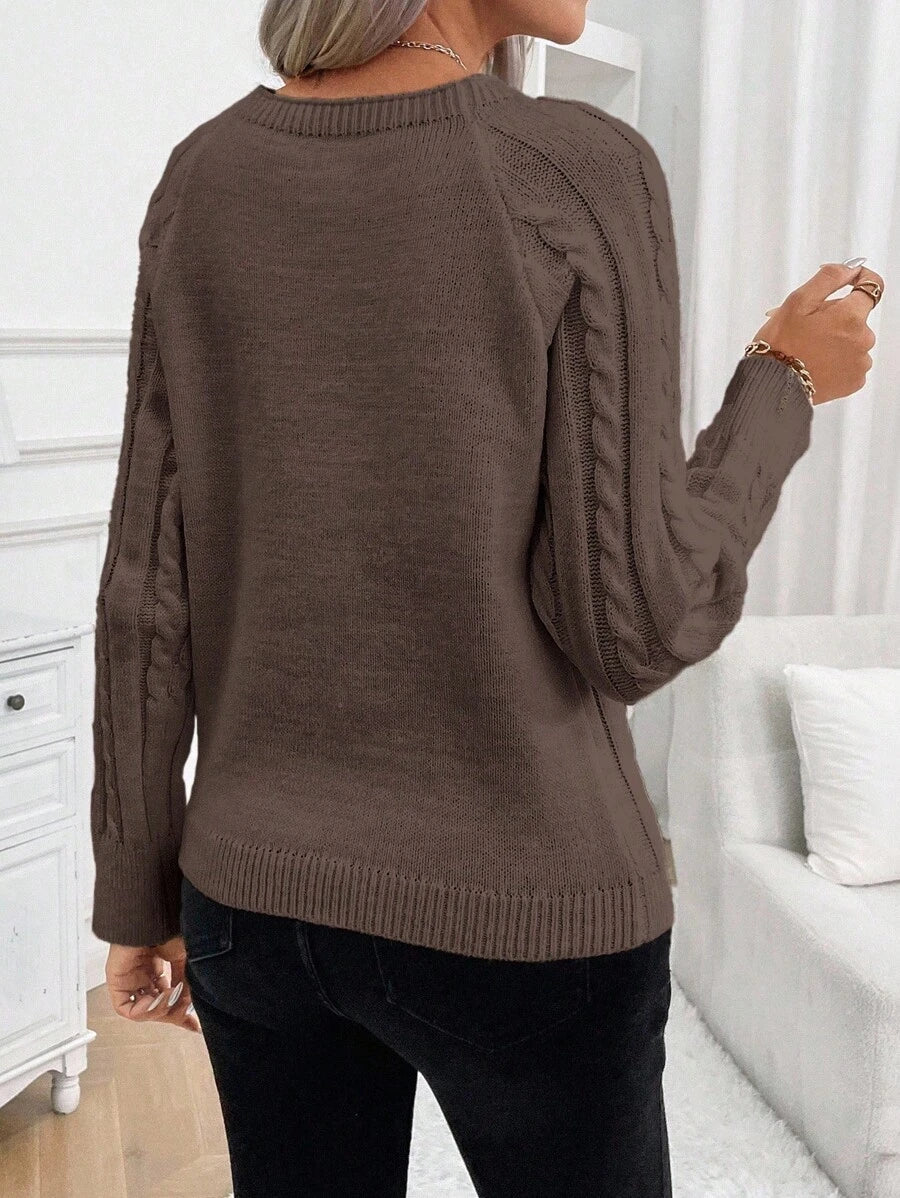 Lorraine | Button-Detail Cable Knit Jumper
