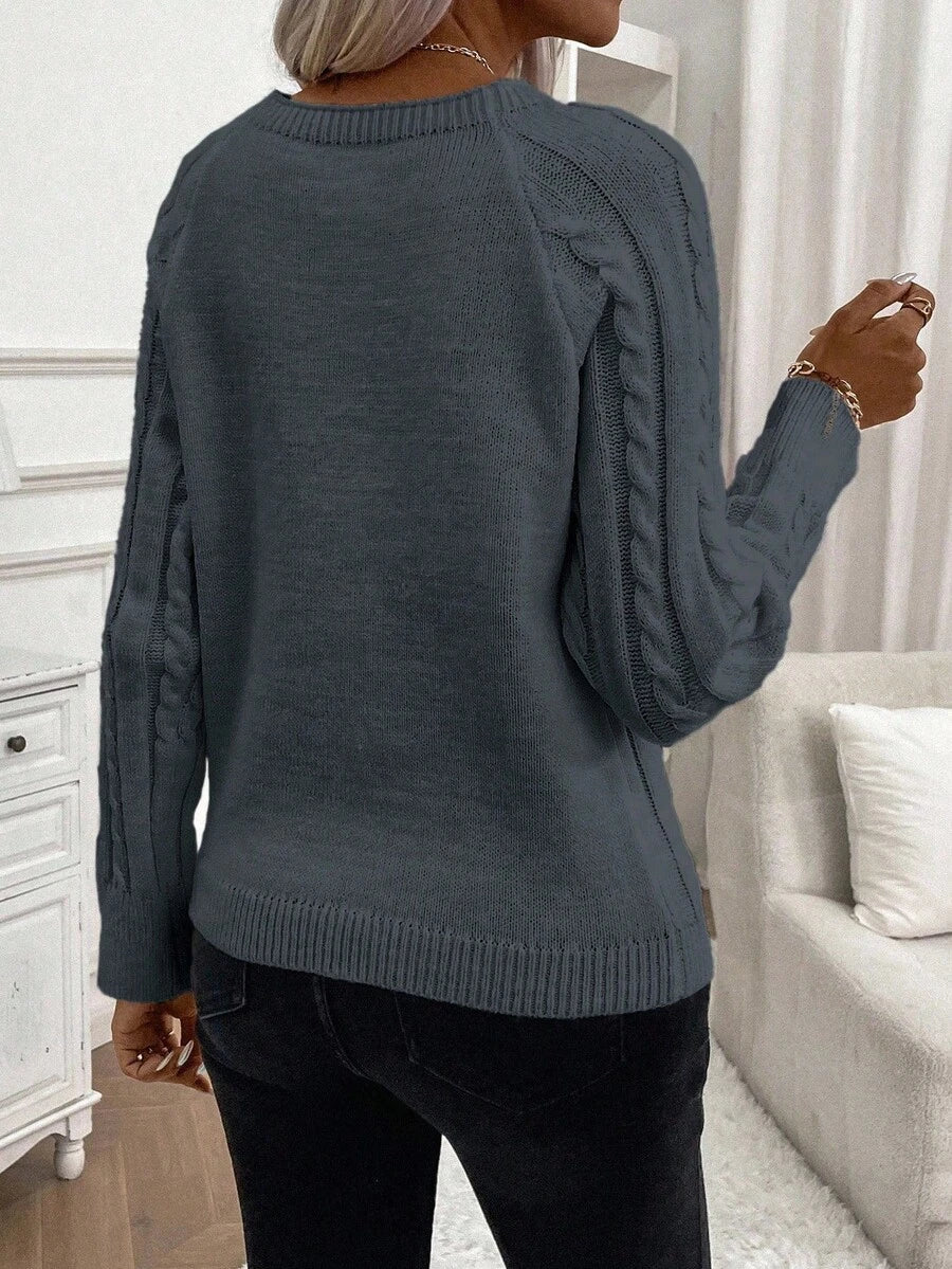 Lorraine | Button-Detail Cable Knit Jumper