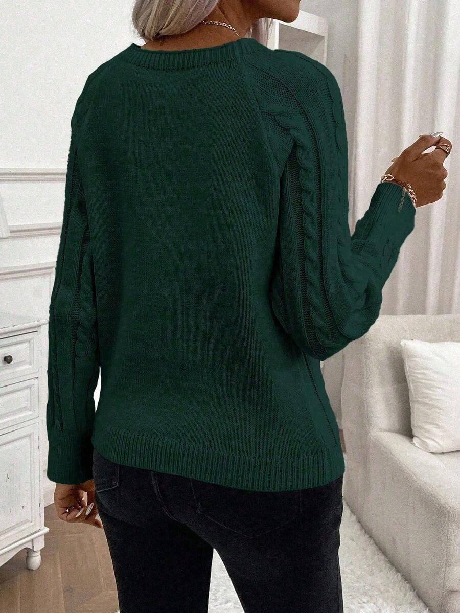 Lorraine | Button-Detail Cable Knit Jumper