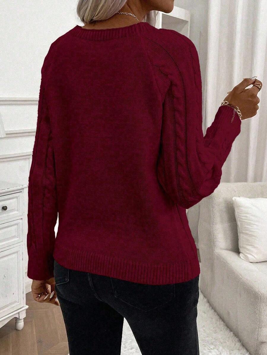 Lorraine | Button-Detail Cable Knit Jumper