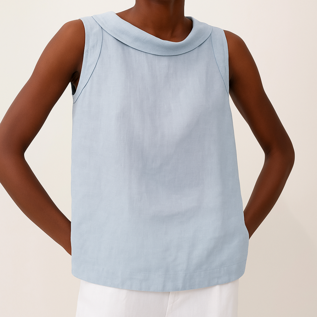 Harper | Sleeveless Roll Collar Top