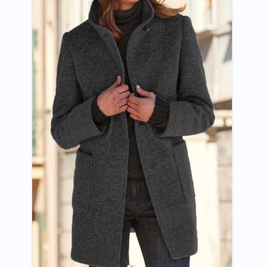 Michelle | Women's Retro-Inspired Long Sleeve Windbreaker with Button Closure and Stand Collar