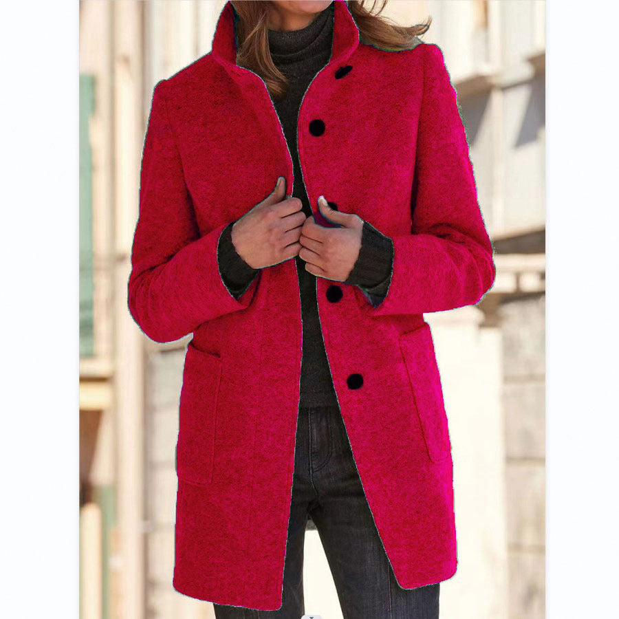 Michelle | Women's Retro-Inspired Long Sleeve Windbreaker with Button Closure and Stand Collar