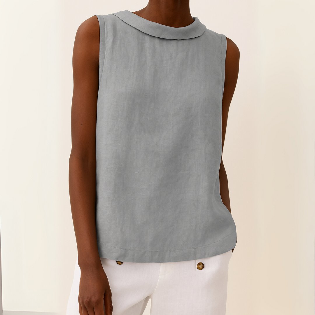 Harper | Sleeveless Roll Collar Top