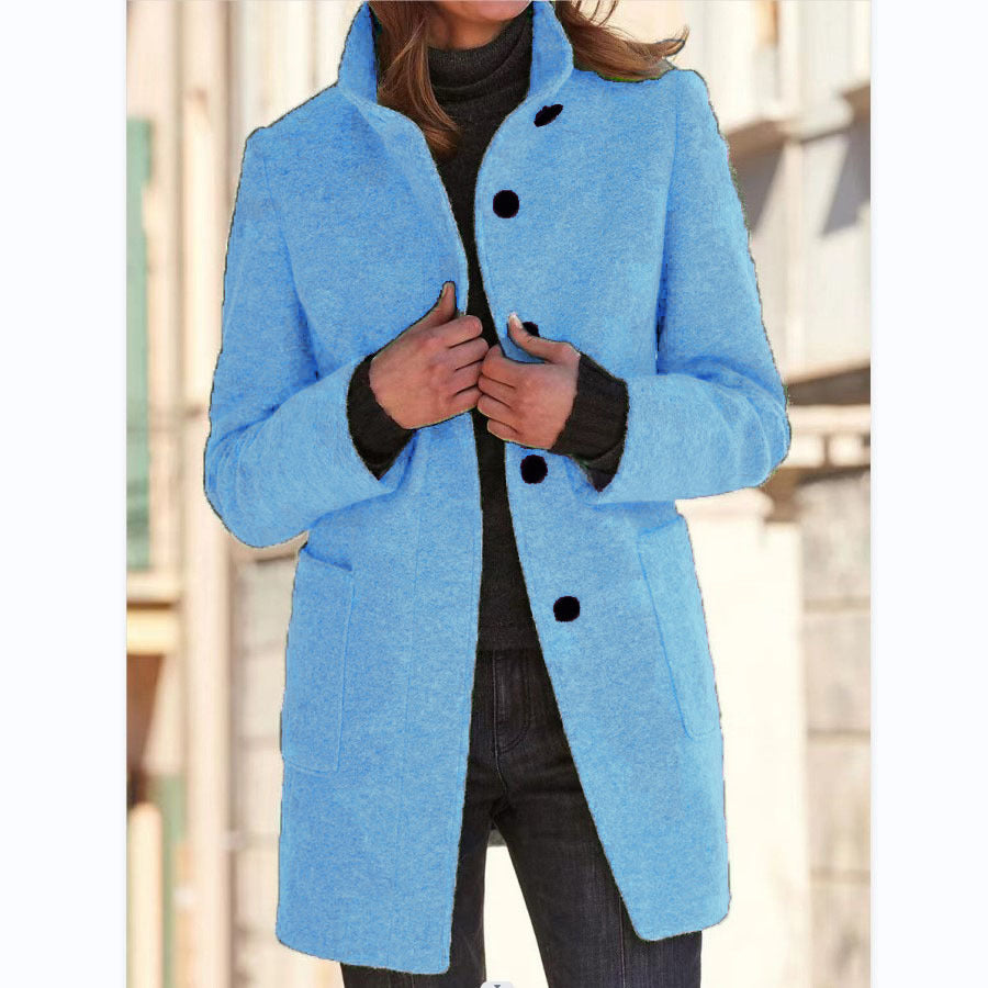 Michelle | Women's Retro-Inspired Long Sleeve Windbreaker with Button Closure and Stand Collar