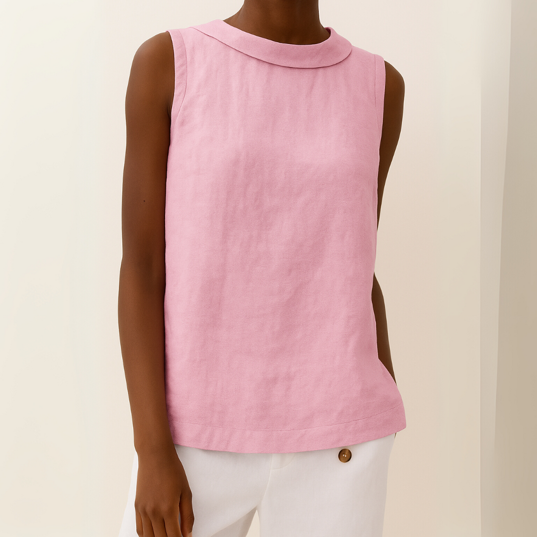 Harper | Sleeveless Roll Collar Top