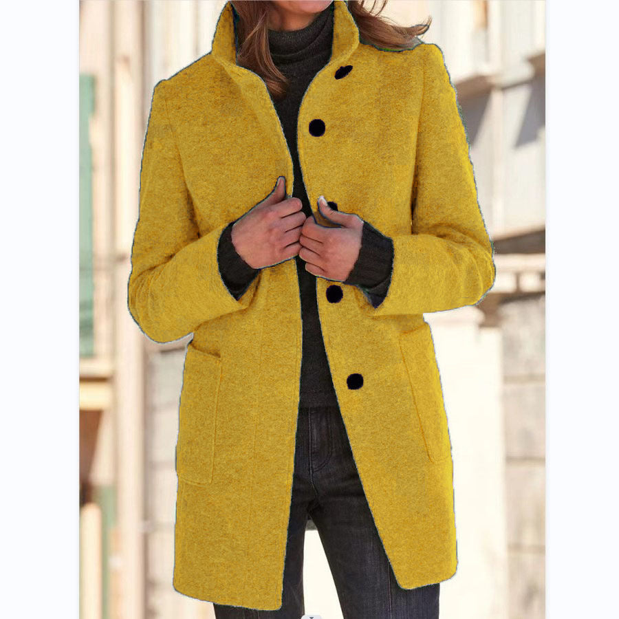 Michelle | Women's Retro-Inspired Long Sleeve Windbreaker with Button Closure and Stand Collar