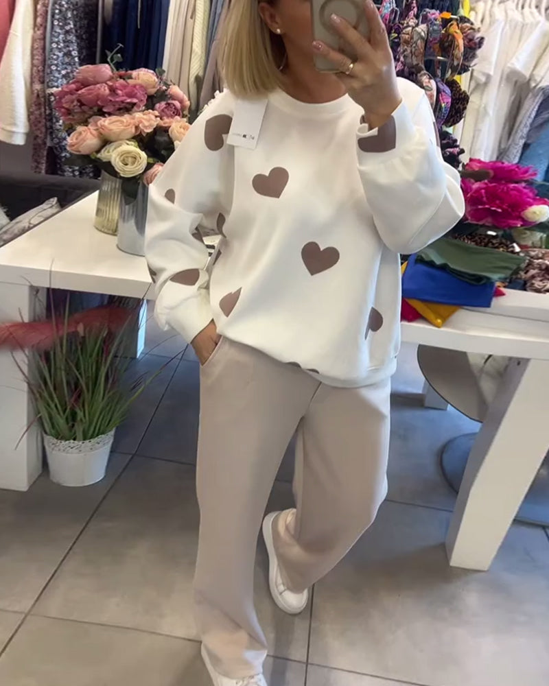 Norah | Casual Heart Printed Two-Piece Set