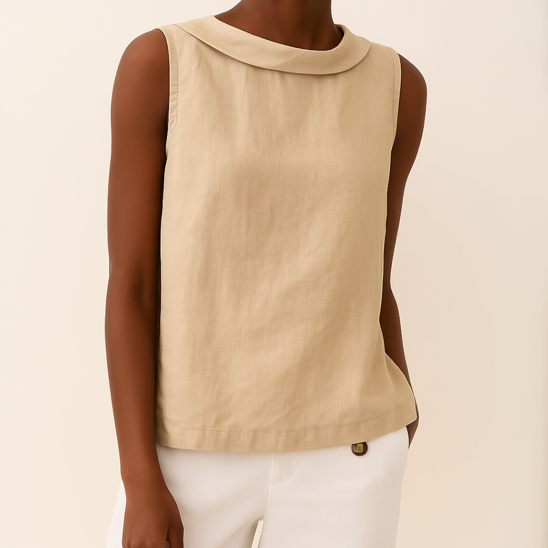 Harper | Sleeveless Roll Collar Top