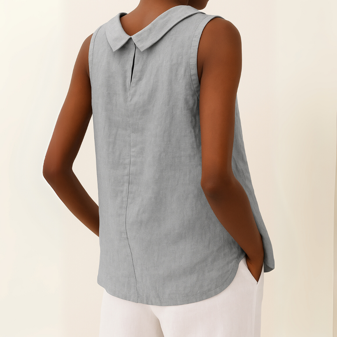 Harper | Sleeveless Roll Collar Top