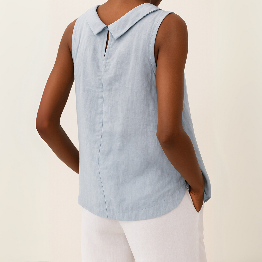 Harper | Sleeveless Roll Collar Top