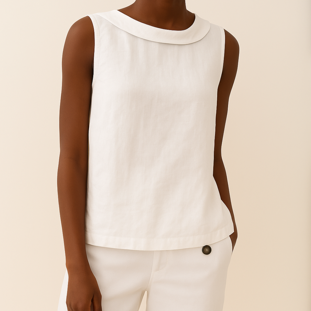 Harper | Sleeveless Roll Collar Top