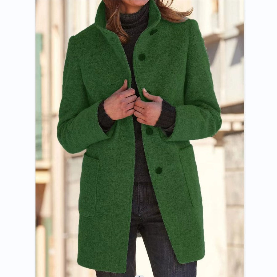 Michelle | Women's Retro-Inspired Long Sleeve Windbreaker with Button Closure and Stand Collar