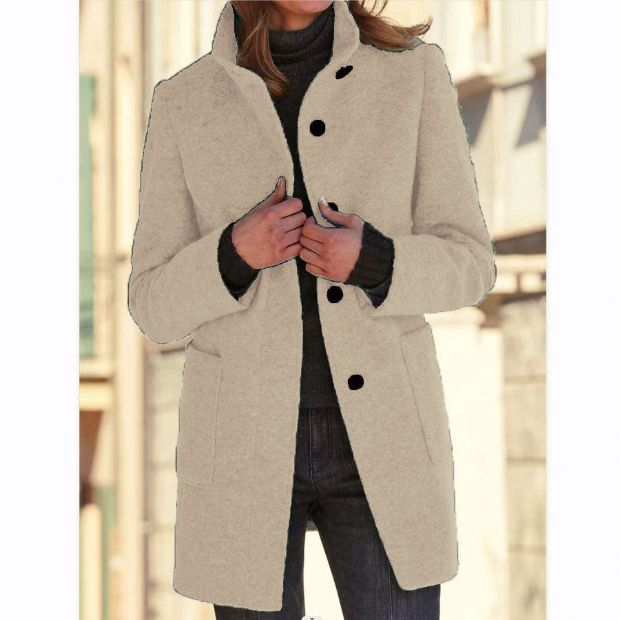 Michelle | Women's Retro-Inspired Long Sleeve Windbreaker with Button Closure and Stand Collar