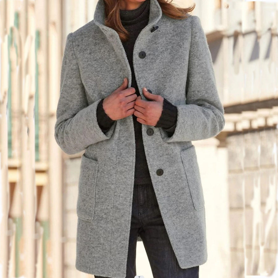 Michelle | Women's Retro-Inspired Long Sleeve Windbreaker with Button Closure and Stand Collar