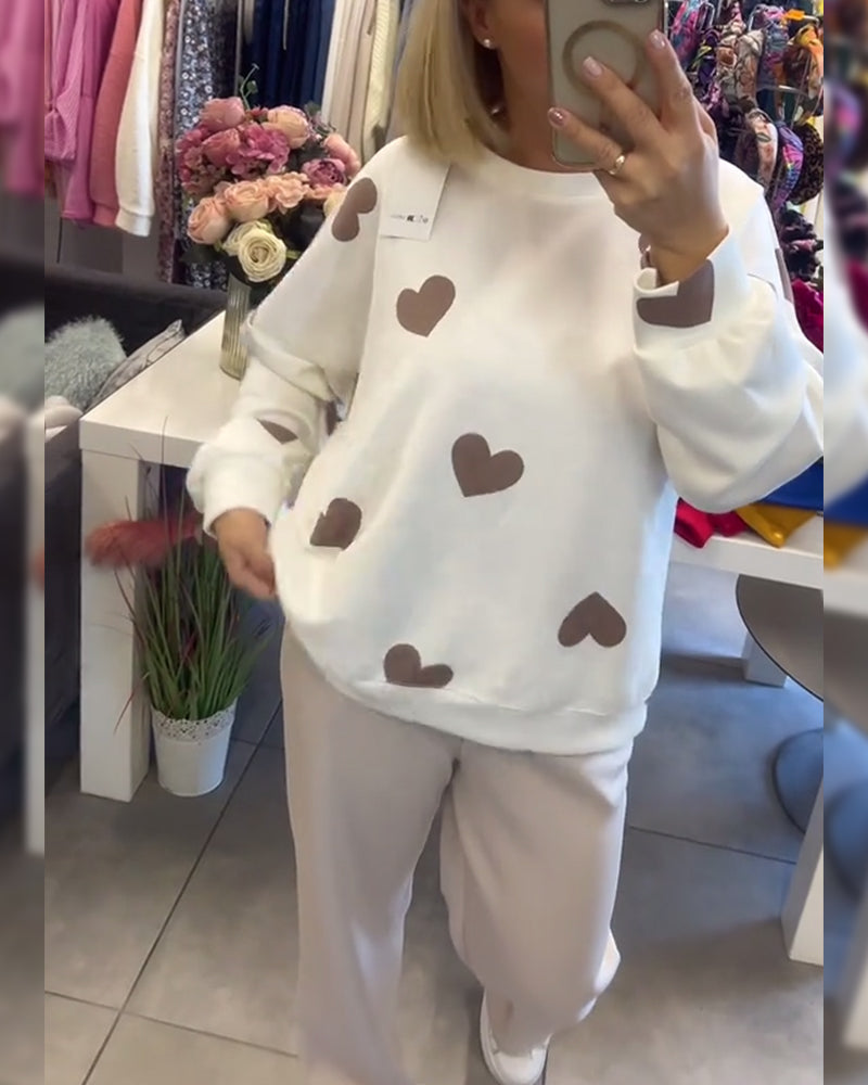 Norah | Casual Heart Printed Two-Piece Set