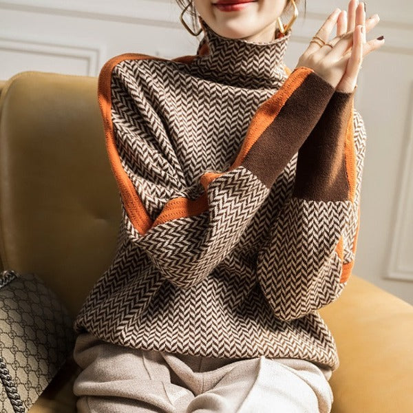 Georgia | Bold Stripe High Neck Sweater
