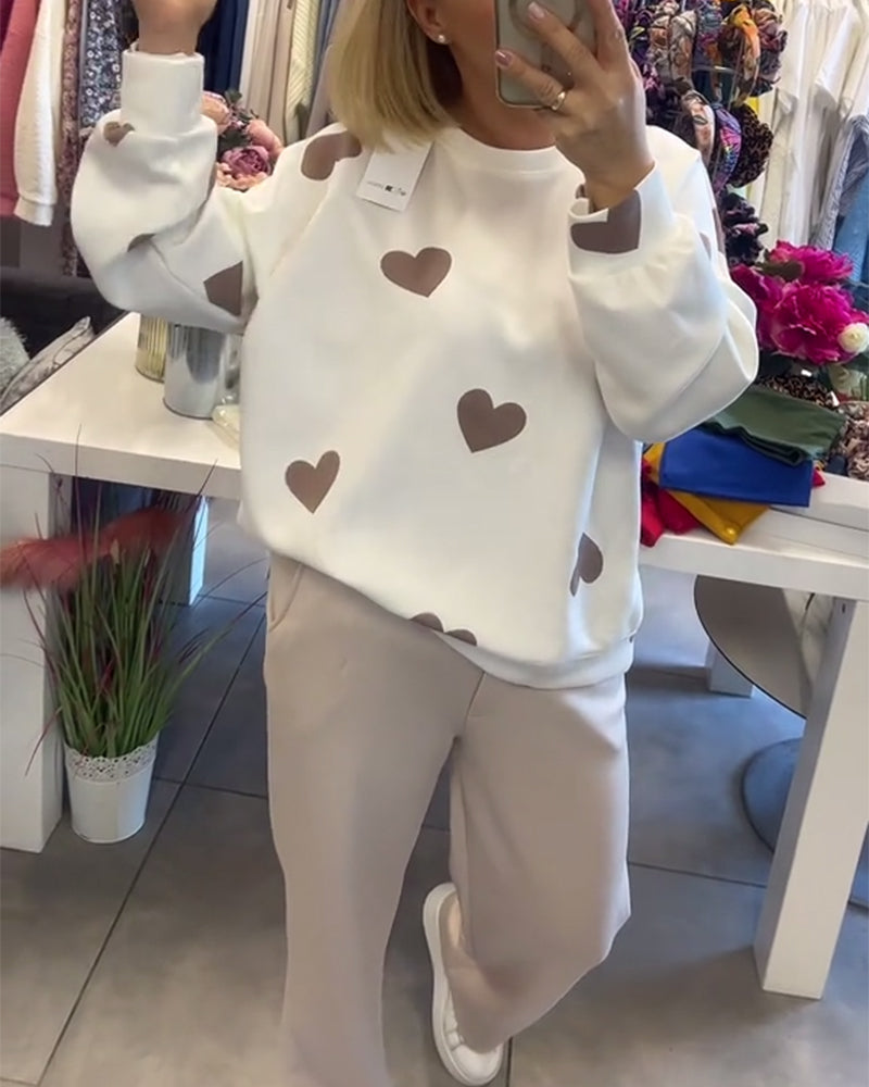 Norah | Casual Heart Printed Two-Piece Set