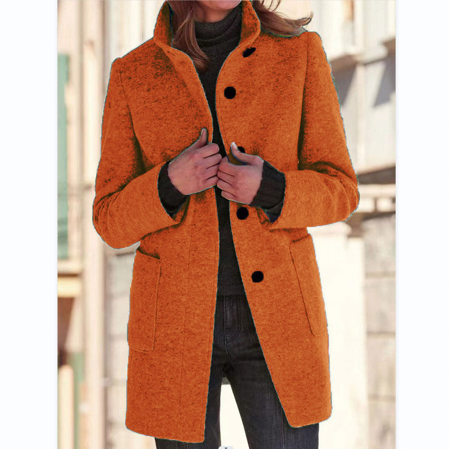 Michelle | Women's Retro-Inspired Long Sleeve Windbreaker with Button Closure and Stand Collar