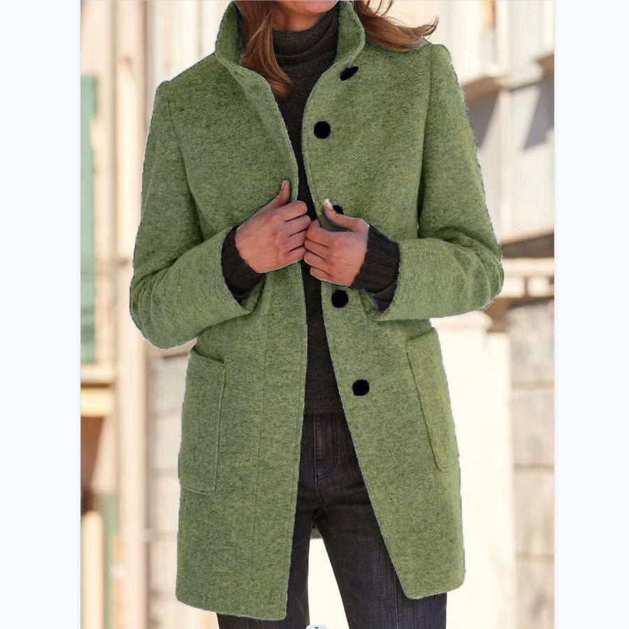 Michelle | Women's Retro-Inspired Long Sleeve Windbreaker with Button Closure and Stand Collar