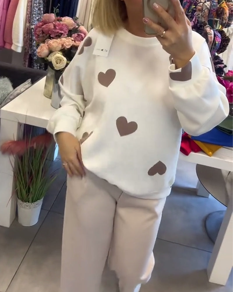 Norah | Casual Heart Printed Two-Piece Set