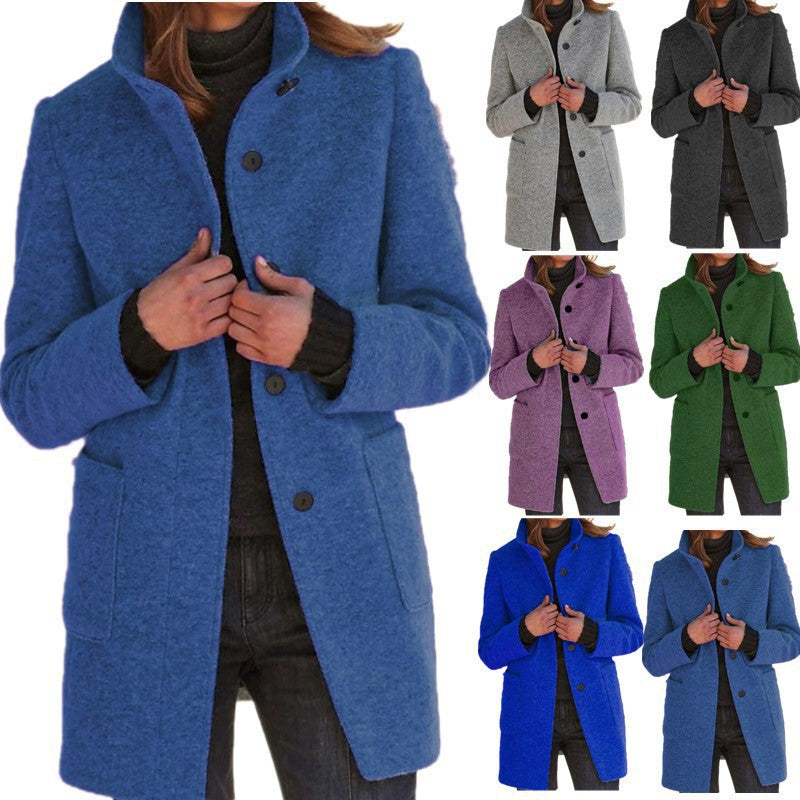 Michelle | Women's Retro-Inspired Long Sleeve Windbreaker with Button Closure and Stand Collar