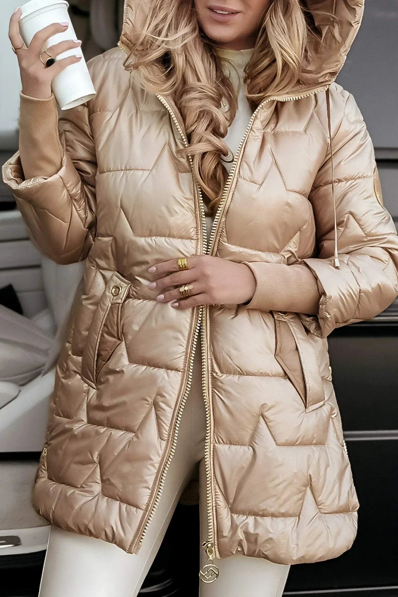 Tiffany | Elegant winter coat with hood and padding